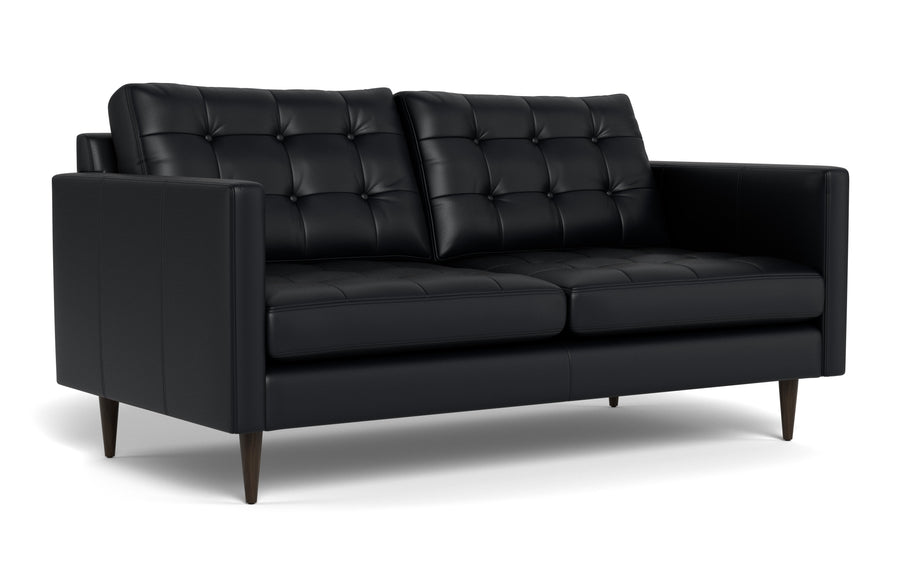 Oakley Leather Loveseat-Fabric Sectional-Tribeca Black Leather-MAK Modern