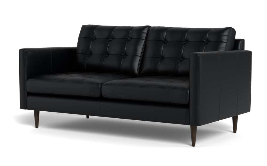 Oakley Leather Loveseat-Fabric Sectional-Tribeca Black Leather-MAK Modern