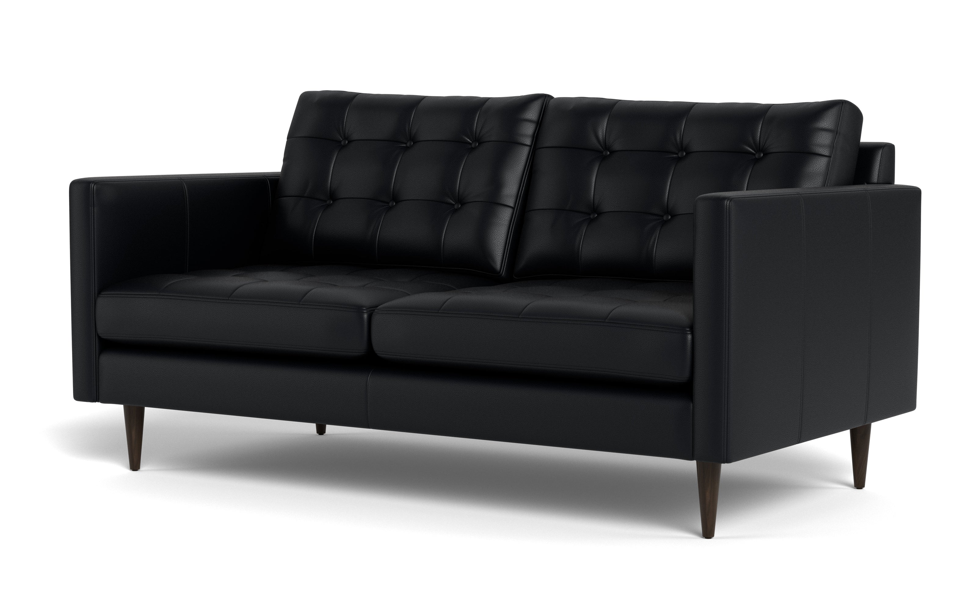 Oakley Leather Loveseat-Fabric Sectional-Tribeca Black Leather-MAK Modern