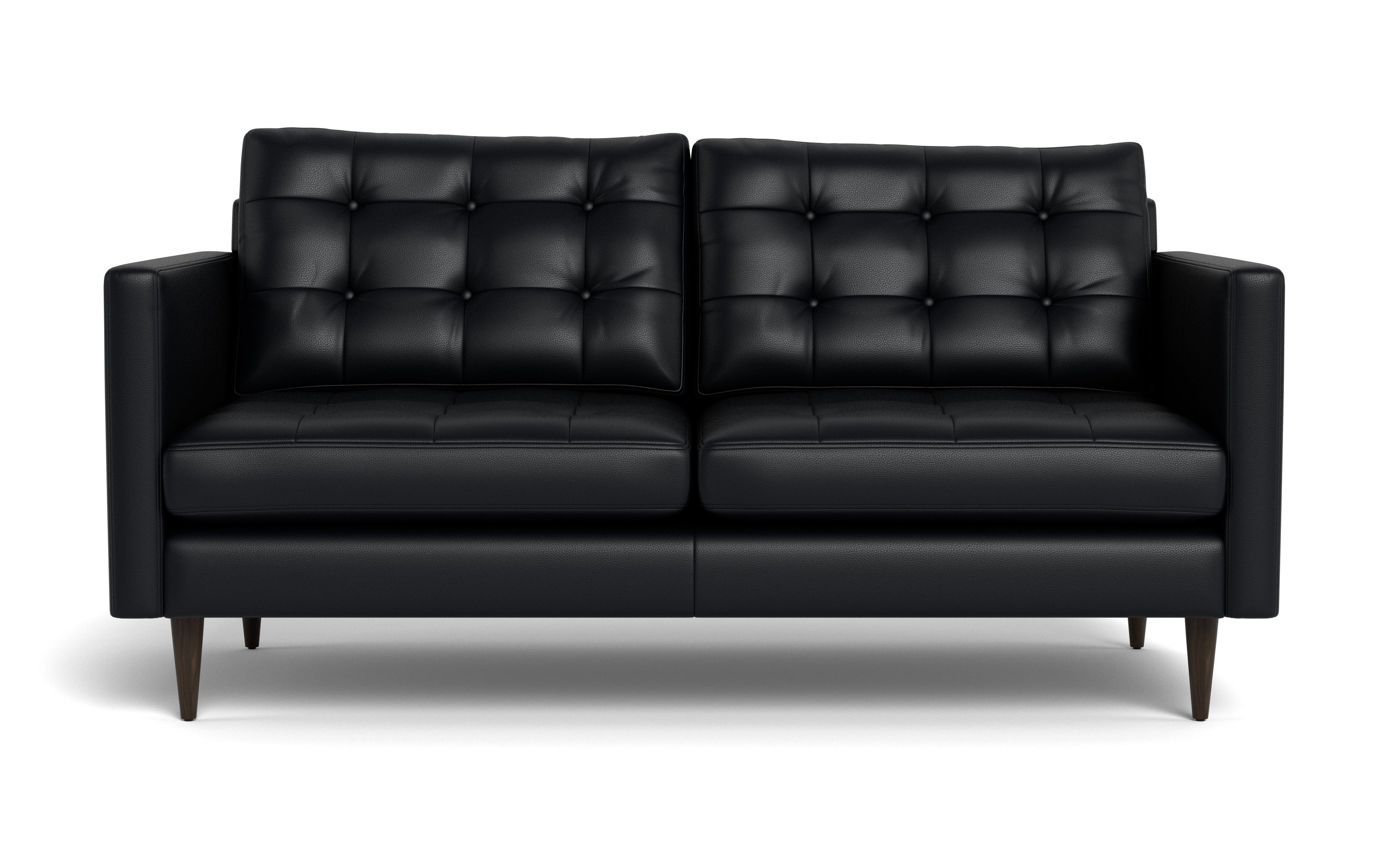 Oakley Leather Loveseat-Fabric Sectional-Tribeca Black Leather-MAK Modern