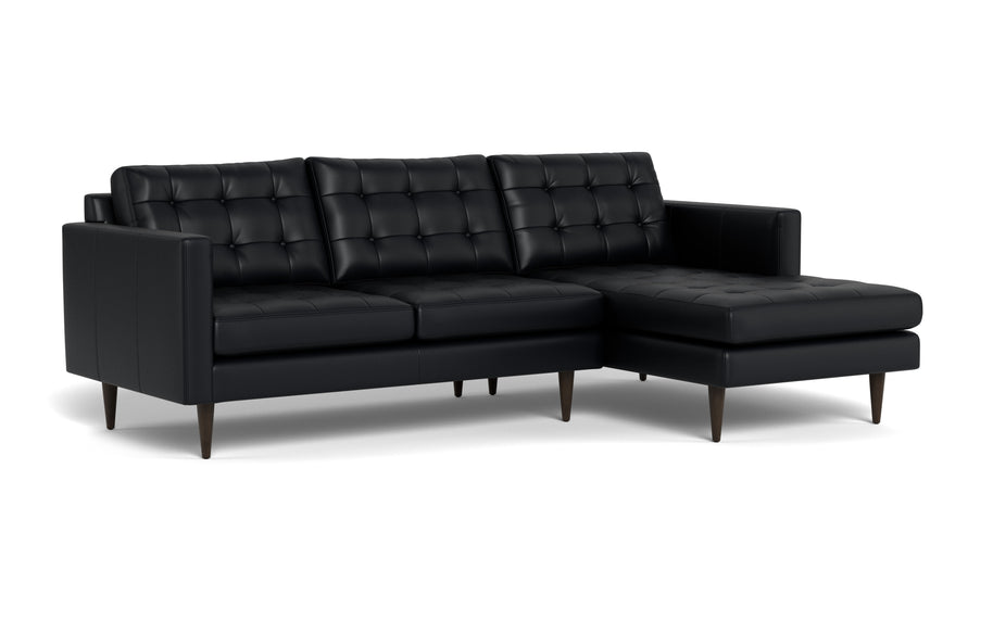 Oakley Leather Right Chaise Sectional-Fabric Sectional-Tribeca Black Leather-MAK Modern