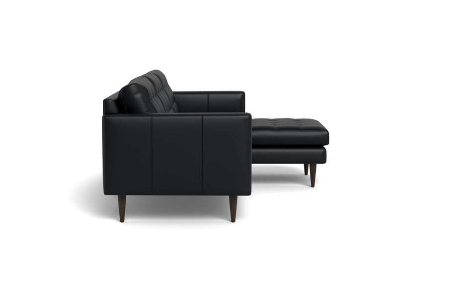 Oakley Leather Right Chaise Sectional-Fabric Sectional-Tribeca Black Leather-MAK Modern