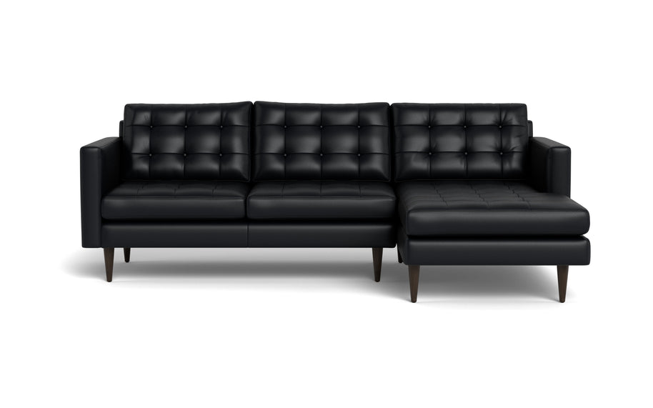 Oakley Leather Right Chaise Sectional-Fabric Sectional-Tribeca Black Leather-MAK Modern