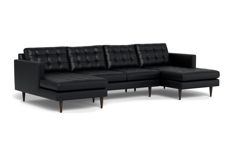 Oakley Leather U Sectional-Fabric Sectional-Tribeca Black Leather-MAK Modern
