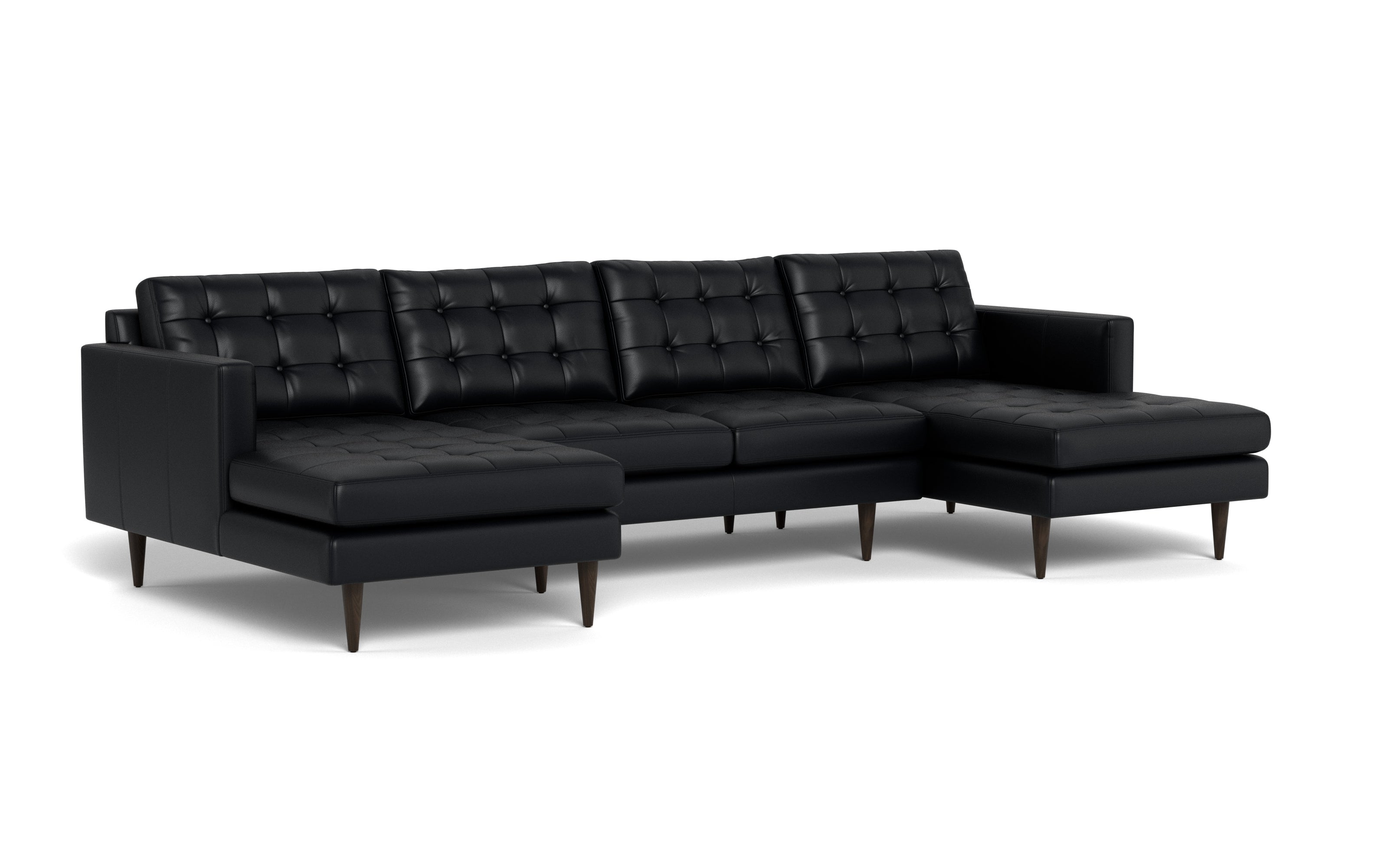 Oakley Leather U Sectional-Fabric Sectional-Tribeca Black Leather-MAK Modern