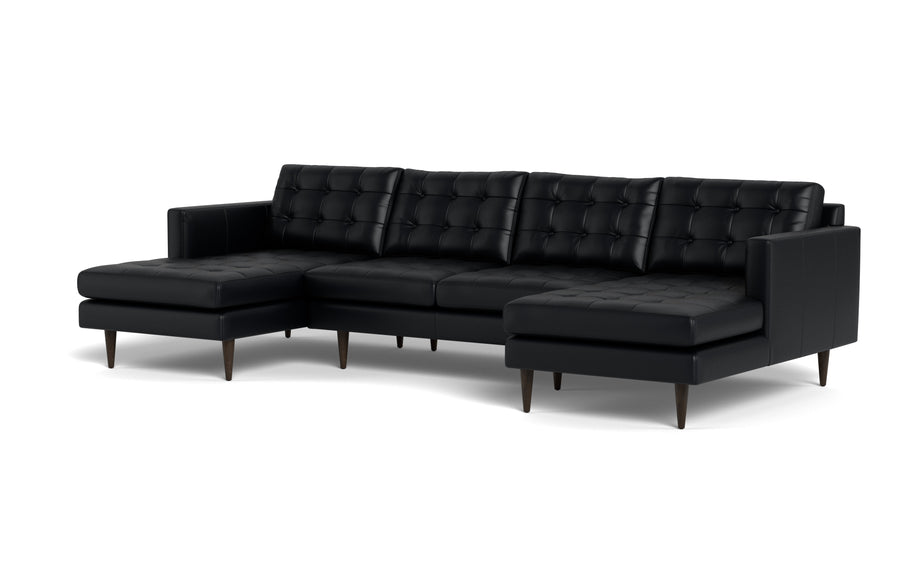 Oakley Leather U Sectional-Fabric Sectional-Tribeca Black Leather-MAK Modern