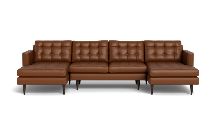 Oakley Leather U Sectional-Fabric Sectional-Tribeca Chestnut Leather-MAK Modern