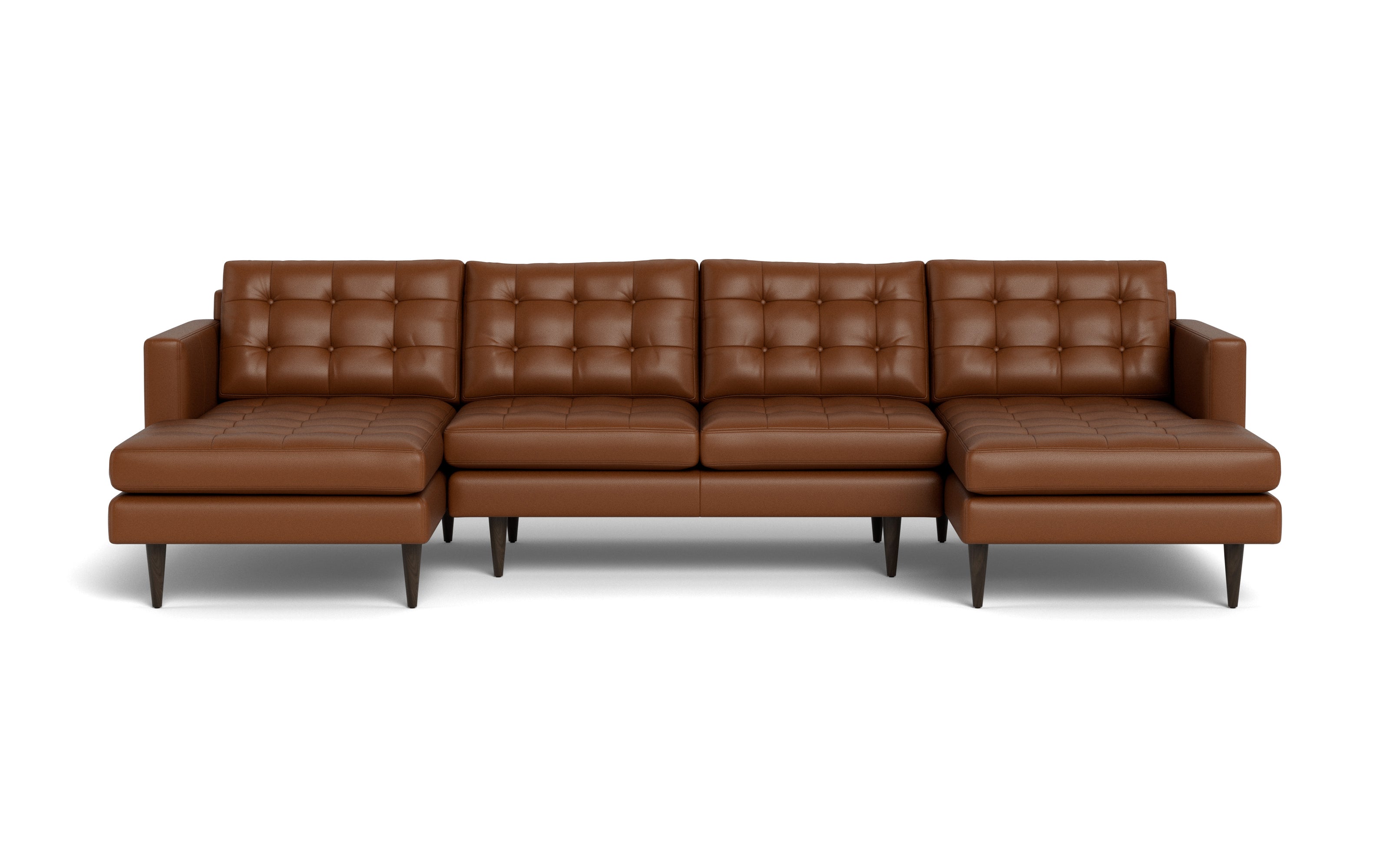 Oakley Leather U Sectional-Fabric Sectional-Tribeca Chestnut Leather-MAK Modern