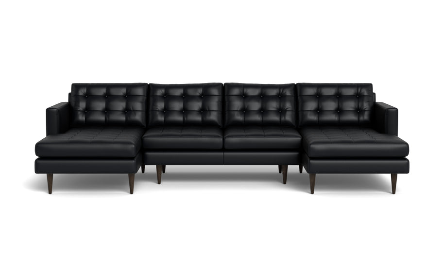 Oakley Leather U Sectional-Fabric Sectional-Tribeca Black Leather-MAK Modern