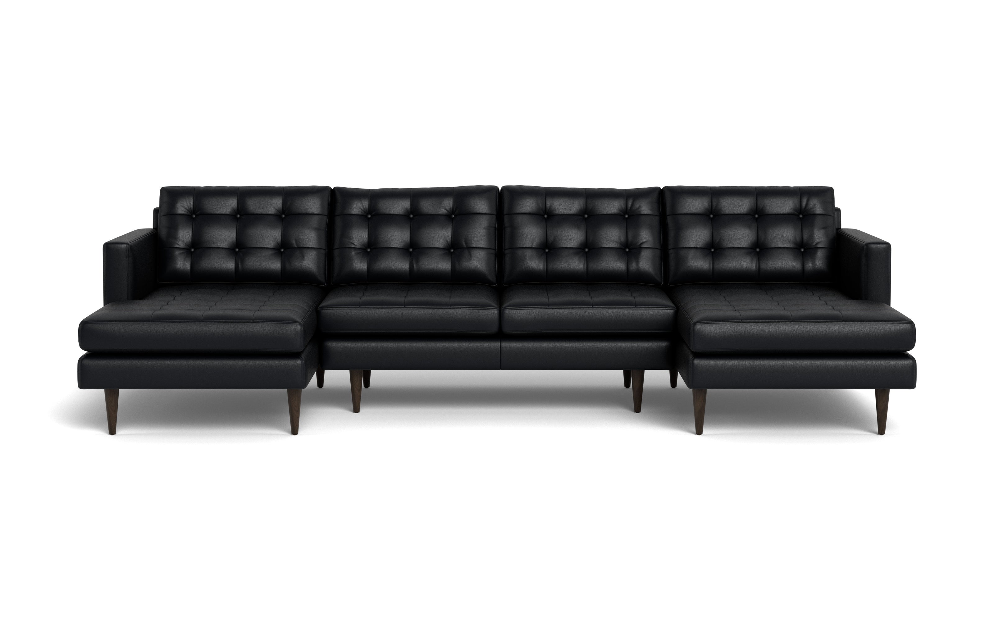 Oakley Leather U Sectional-Fabric Sectional-Tribeca Black Leather-MAK Modern