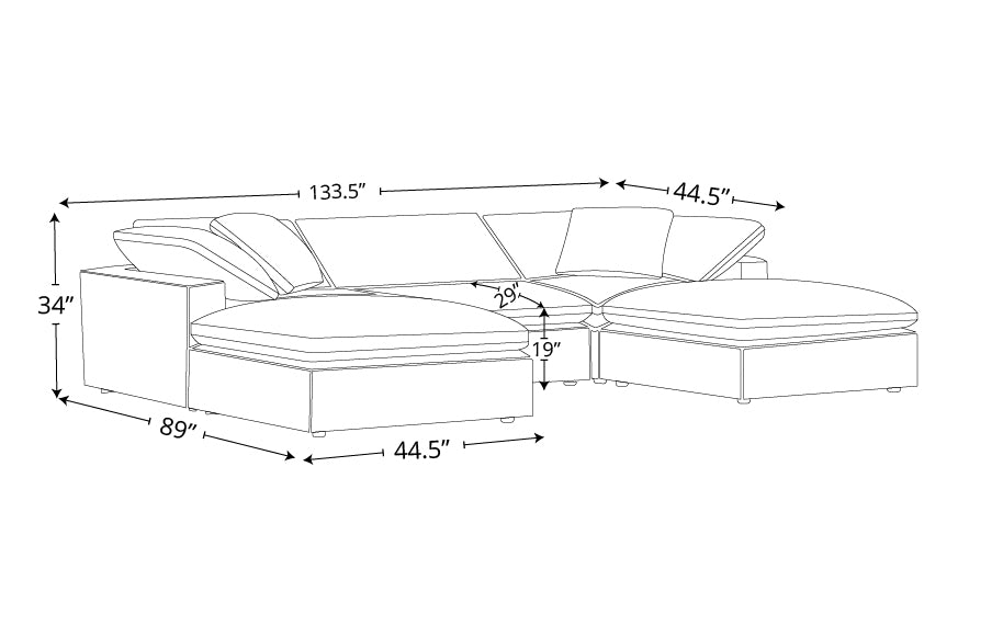 Kooper 3 Piece Sofa With Double Ottoman