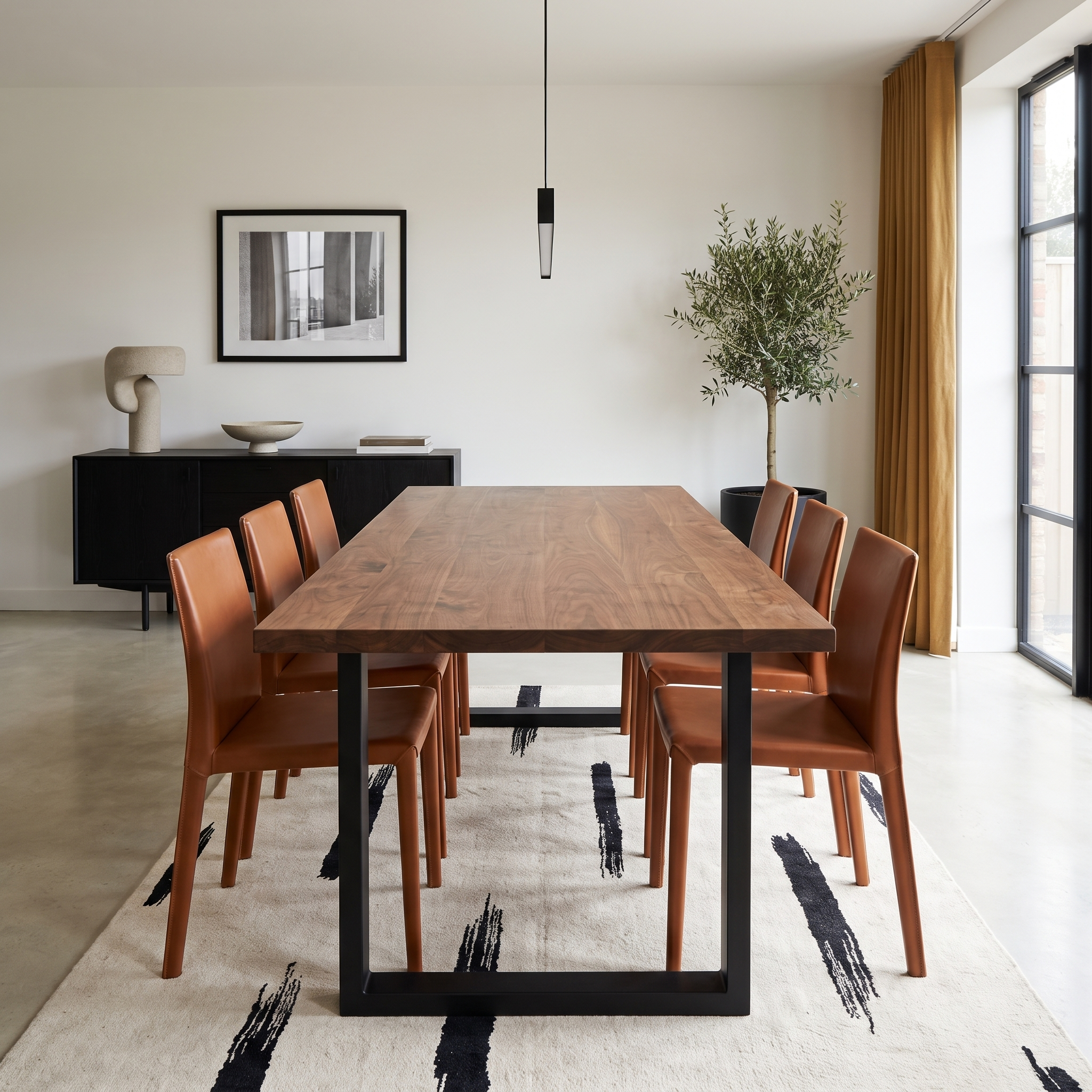 Ava Walnut — Straight Edge Dining Table