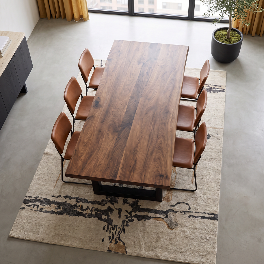 Ava Walnut — Straight Edge Dining Table
