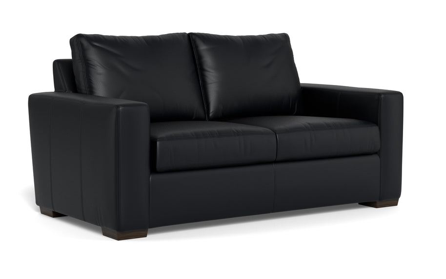 Alexa Leather Loveseat-Leather Sofa-Tribeca Black Leather-MAK Modern