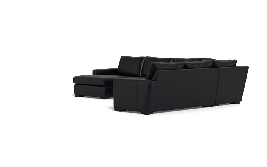 Alexa Leather Corner Sectionals With Left Chaise-Leather Sofa-Tribeca Black Leather-MAK Modern