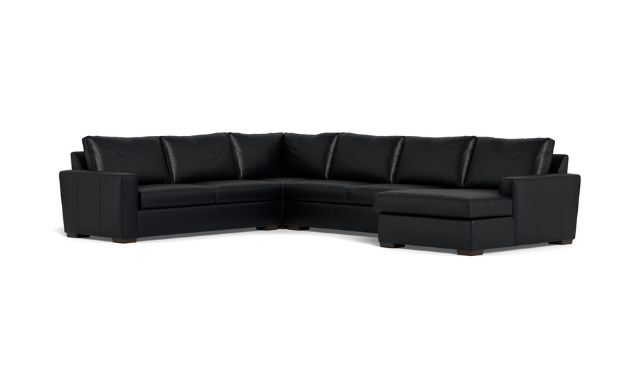 Alexa Leather Corner Sectionals With Right Chaise-Leather Sofa-Tribeca Black Leather-MAK Modern