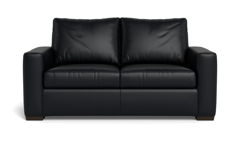 Alexa Leather Loveseat-Leather Sofa-Tribeca Black Leather-MAK Modern