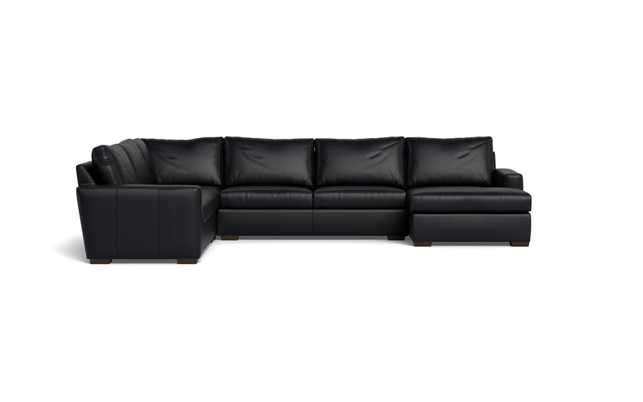 Alexa Leather Corner Sectionals With Right Chaise-Leather Sofa-Tribeca Black Leather-MAK Modern