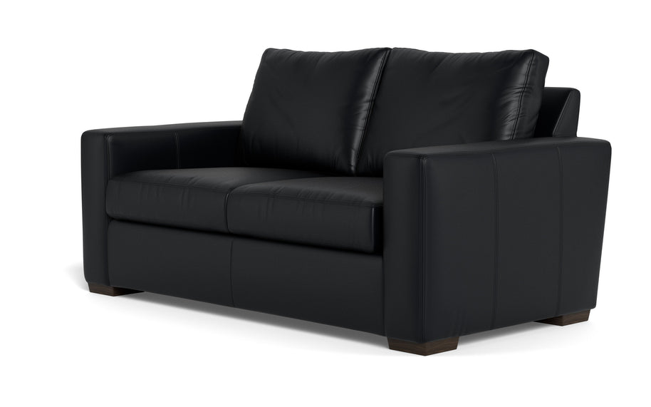 Alexa Leather Loveseat-Leather Sofa-Tribeca Black Leather-MAK Modern