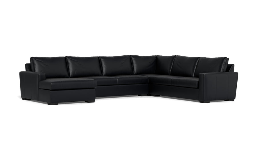 Alexa Leather Corner Sectionals With Left Chaise-Leather Sofa-Tribeca Black Leather-MAK Modern