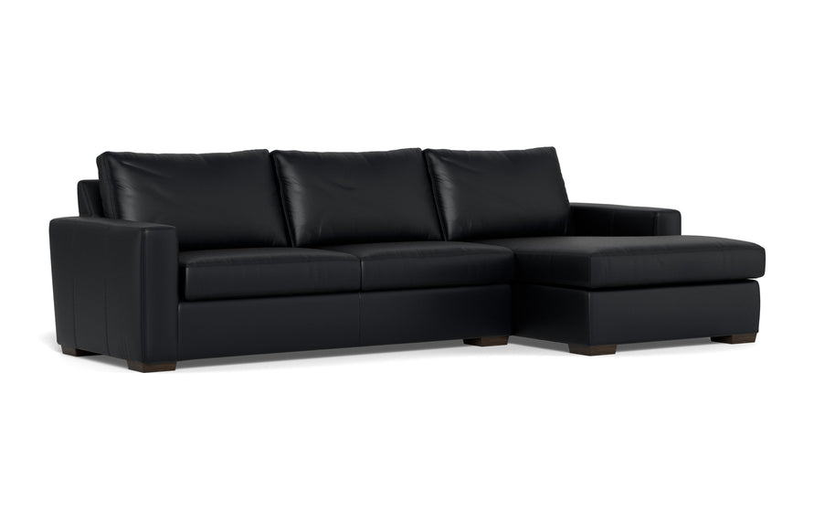 Alexa Leather Right Chaise Sectional-Leather Sofa-Tribeca Black Leather-MAK Modern