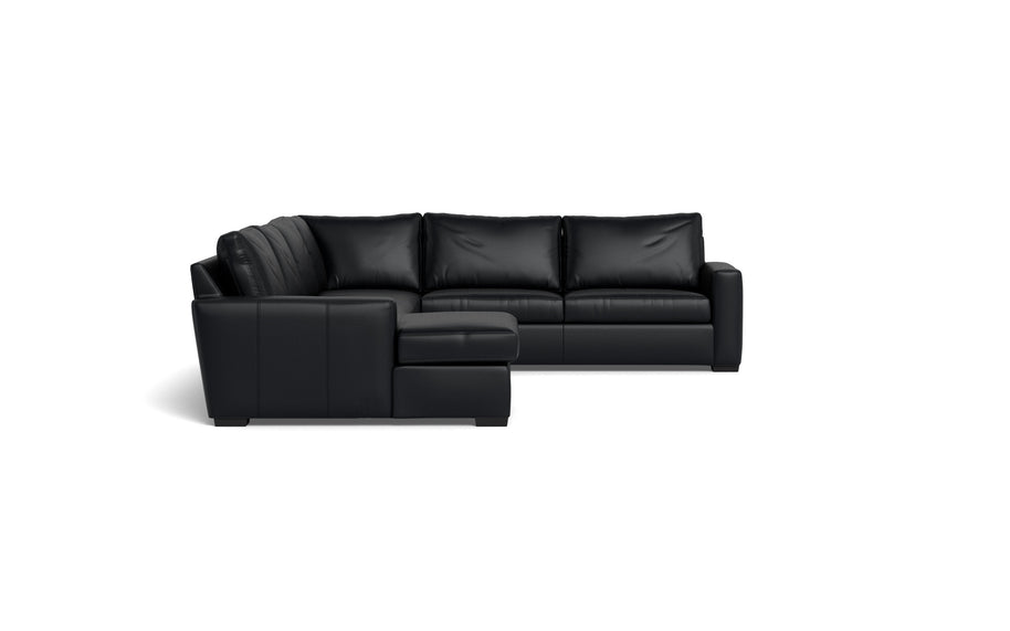 Alexa Leather Corner Sectionals With Left Chaise-Leather Sofa-Tribeca Black Leather-MAK Modern