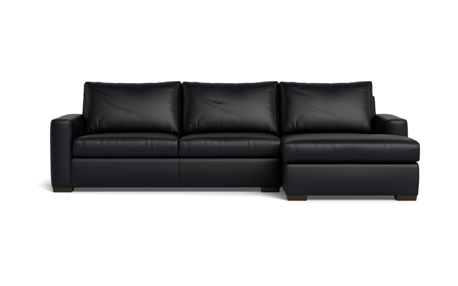 Alexa Leather Right Chaise Sectional-Leather Sofa-Tribeca Black Leather-MAK Modern
