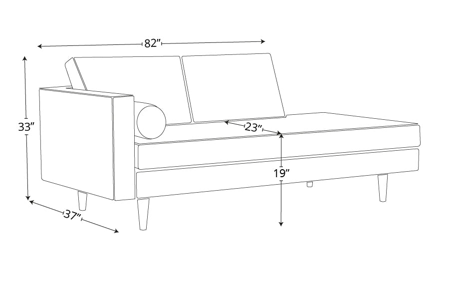 Ayden Leather Left Arm Facing Stand Alone Chaise