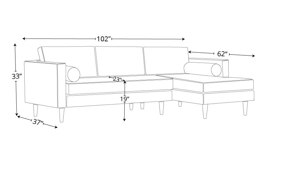 Ayden Leather Right Chaise Sectional