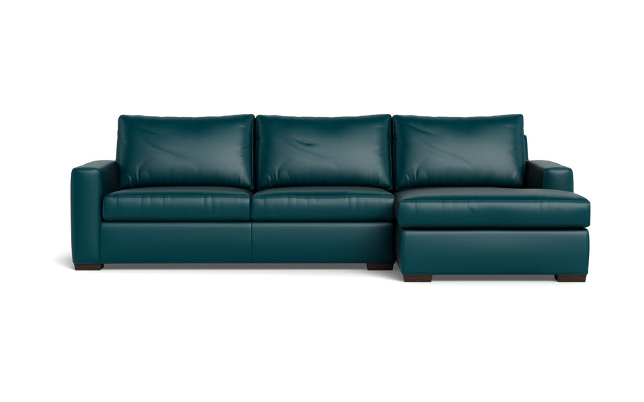 Alexa Leather Right Chaise Sectional-Leather Sofa-Tribeca Lagoon-MAK Modern
