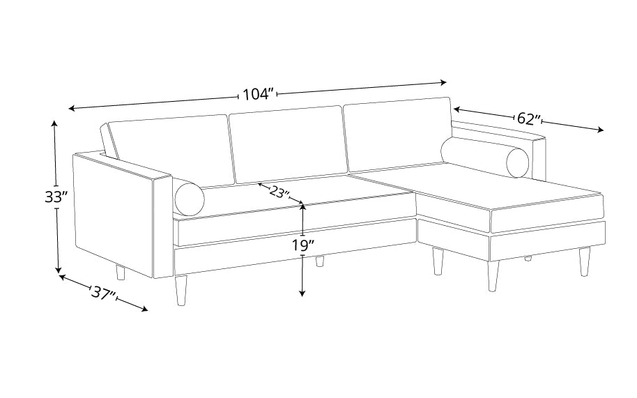 Ayden Leather Reversible Sofa Chaise
