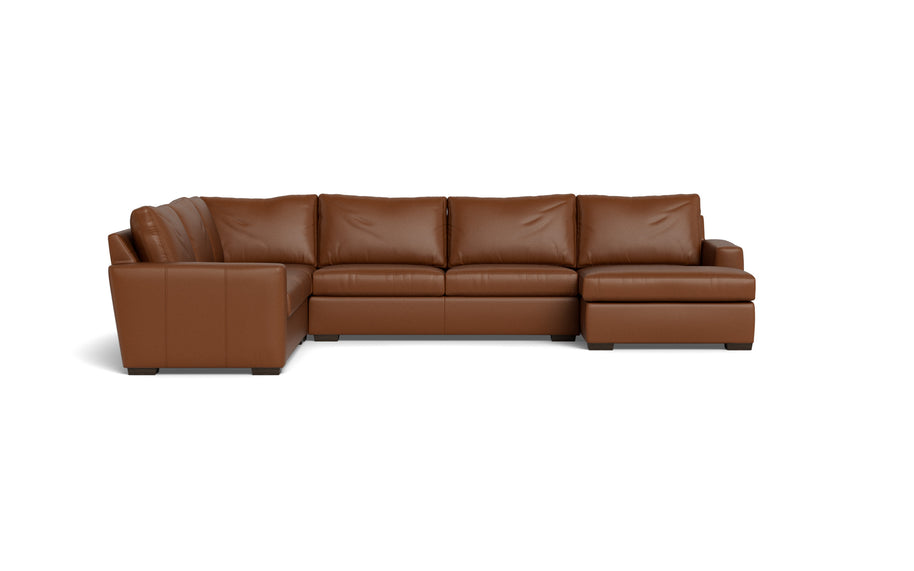 Alexa Leather Corner Sectionals With Right Chaise-Leather Sofa-Tribeca Chestnut Leather-MAK Modern