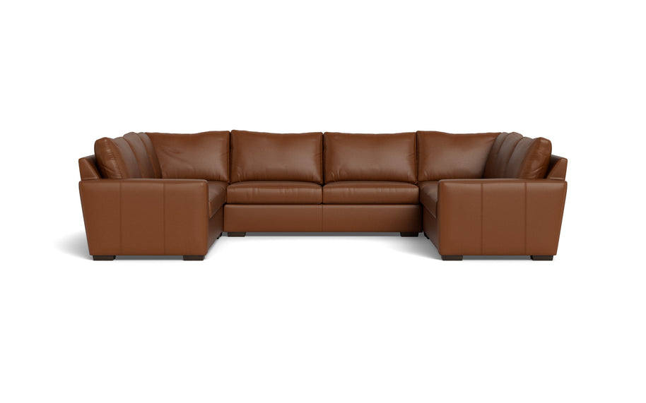Alexa Leather U Sectional-Leather Sofa-Tribeca Chestnut Leather-MAK Modern