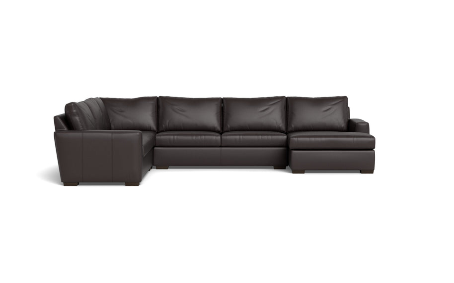 Alexa Leather Corner Sectionals With Right Chaise-Leather Sofa-Tribeca Quarry Leather-MAK Modern