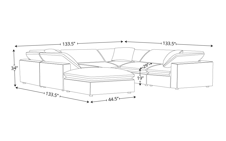 Kooper 6pc Sectional With Ottoman