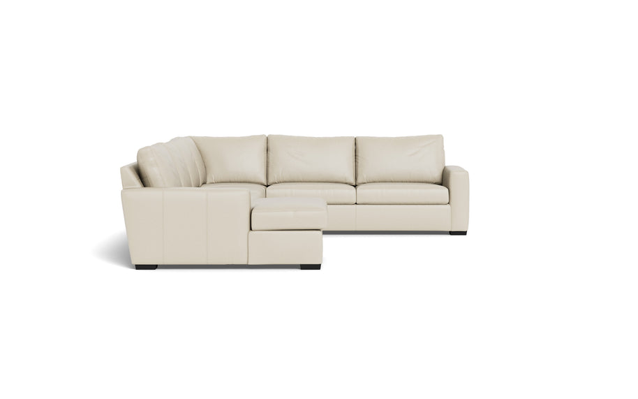 Alexa Leather Corner Sectionals With Left Chaise-Leather Sofa-Tribeca Cream Leather-MAK Modern