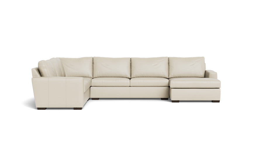 Alexa Leather Corner Sectionals With Right Chaise-Leather Sofa-Tribeca Cream Leather-MAK Modern