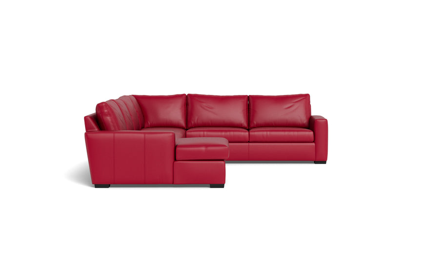 Alexa Leather Corner Sectionals With Left Chaise-Leather Sofa-Tribeca Scarlet-MAK Modern