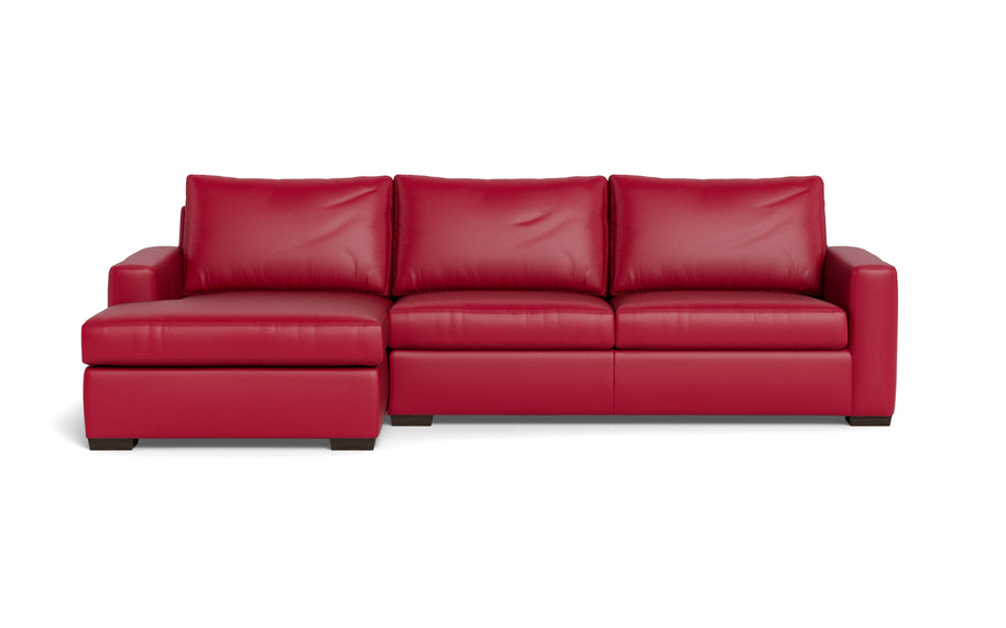 Alexa Leather Left Chaise Sectional-Leather Sofa-Tribeca Scarlet-MAK Modern