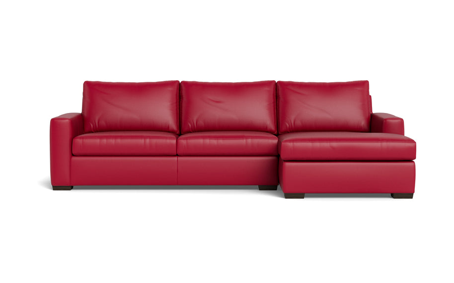 Alexa Leather Right Chaise Sectional-Leather Sofa-Tribeca Scarlet-MAK Modern