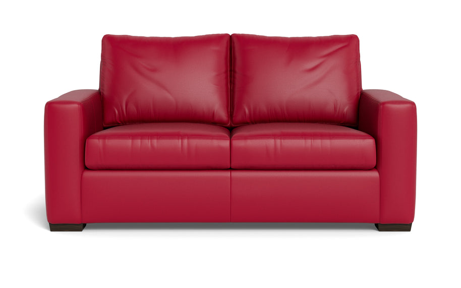 Alexa Leather Loveseat-Leather Sofa-Tribeca Scarlet-MAK Modern