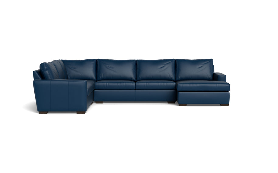 Alexa Leather Corner Sectionals With Right Chaise-Leather Sofa-Tribeca Cobalt-MAK Modern