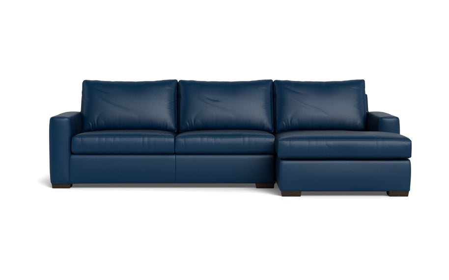 Alexa Leather Right Chaise Sectional-Leather Sofa-Tribeca Cobalt-MAK Modern