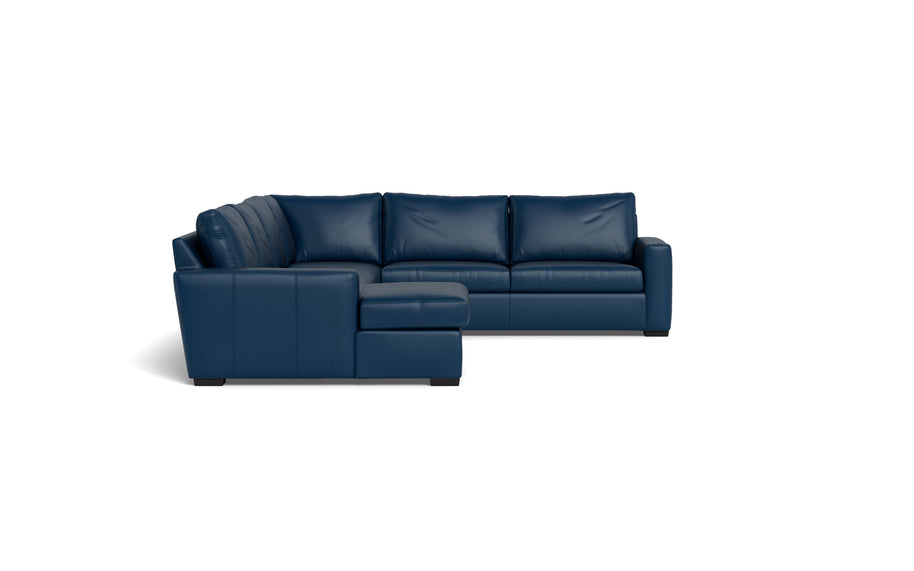 Alexa Leather Corner Sectionals With Left Chaise-Leather Sofa-Tribeca Cobalt-MAK Modern