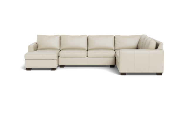 Abel Leather Corner Sectionals w. Left Chaise-Fabric Sofa-Tribeca Cream Leather-MAK Modern