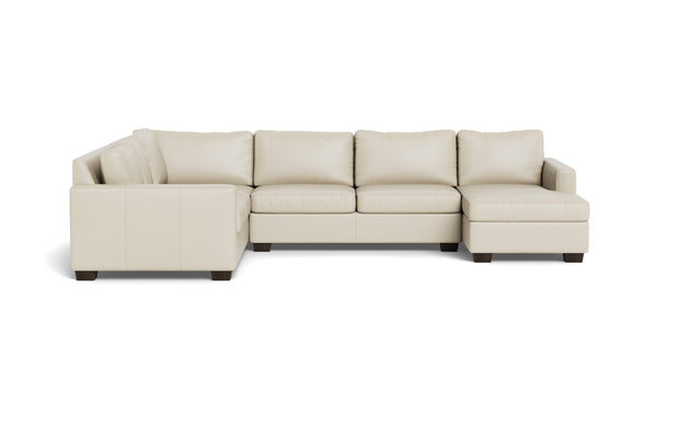 Abel Leather Corner Sectionals w. Right Chaise-Fabric Sofa-Tribeca Cream Leather-MAK Modern