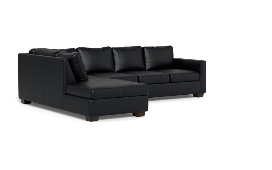 Abel Leather Left Chaise Sectional-Fabric Sofa-Tribeca Black Leather-MAK Modern