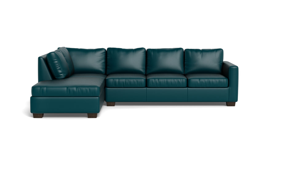 Abel Leather Left Chaise Sectional-Fabric Sofa-Tribeca Lagoon-MAK Modern