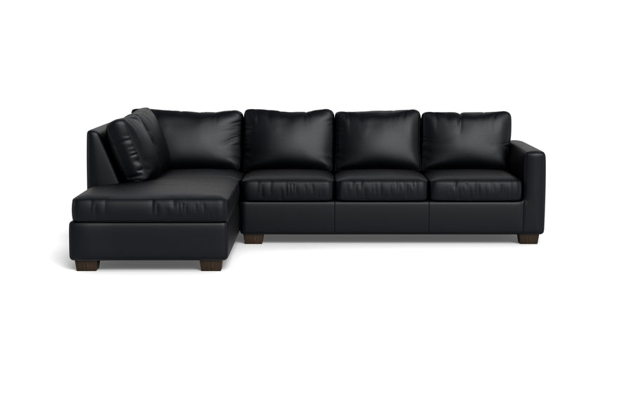 Abel Leather Left Chaise Sectional-Fabric Sofa-Tribeca Black Leather-MAK Modern