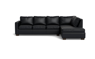 Abel Leather Right Chaise Sectional-Fabric Sofa-Tribeca Black Leather-MAK Modern